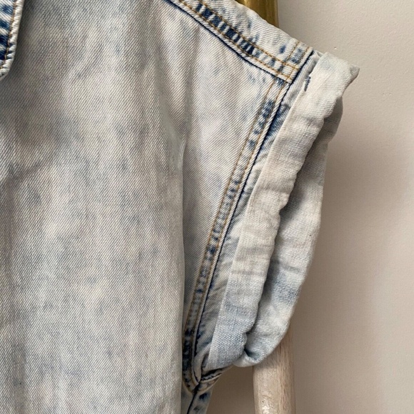 Blank NYC Time Zone Blue Washed Denim Short Sleeve Cotton Casual Romper Size S - Picture 7 of 12